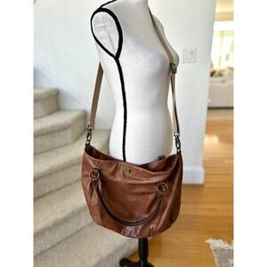 Cynthia Rowley Cognac Brown Leather Crossbody Satchel Bag